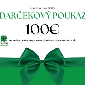 Darčeková poukážka v hodnote 100 eur na nákup produktov v e-shope www.plastovezatravnovace.sk