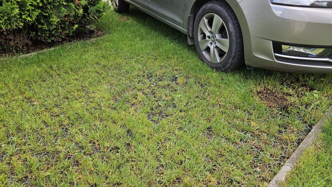 parkovisko zo zatrávňovačov multigravel zelená s pred rodinným domom