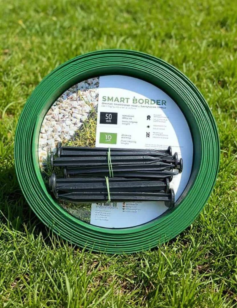 zelený plastový obrubník do záhrady v rolke 10 metrov s 20 klincami