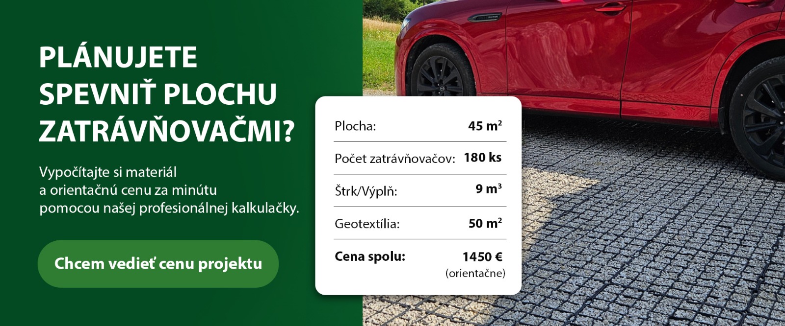Kalkulačka materiálu pre montáž zatrávňovačov