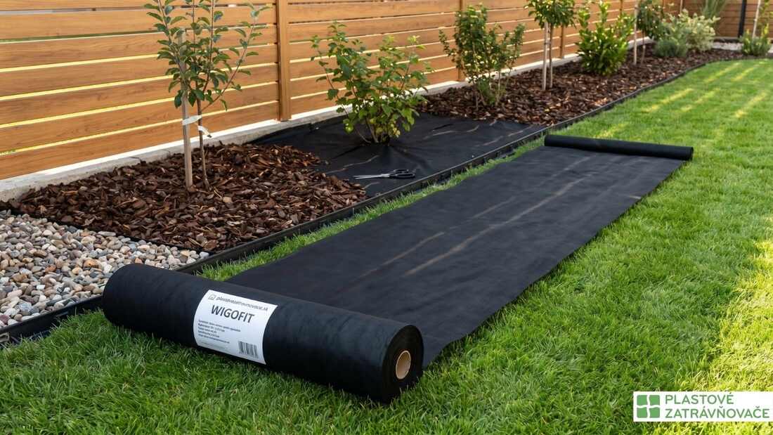 Netkaná agrotextília pod štrkom v záhone