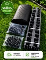 Set obrubníkov EKO78 s agrotextíliou a kotviacimi klincami na oddelenie trávnika, záhonov, mulču a štrku